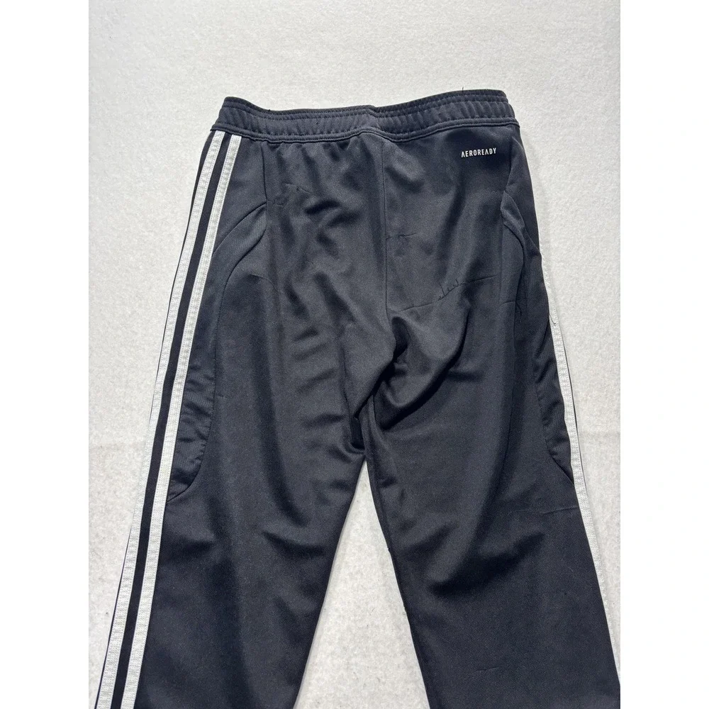 Adidas Track Pants Mens XS Black AEROREADY Elastic Waist Side Stripe Tapered